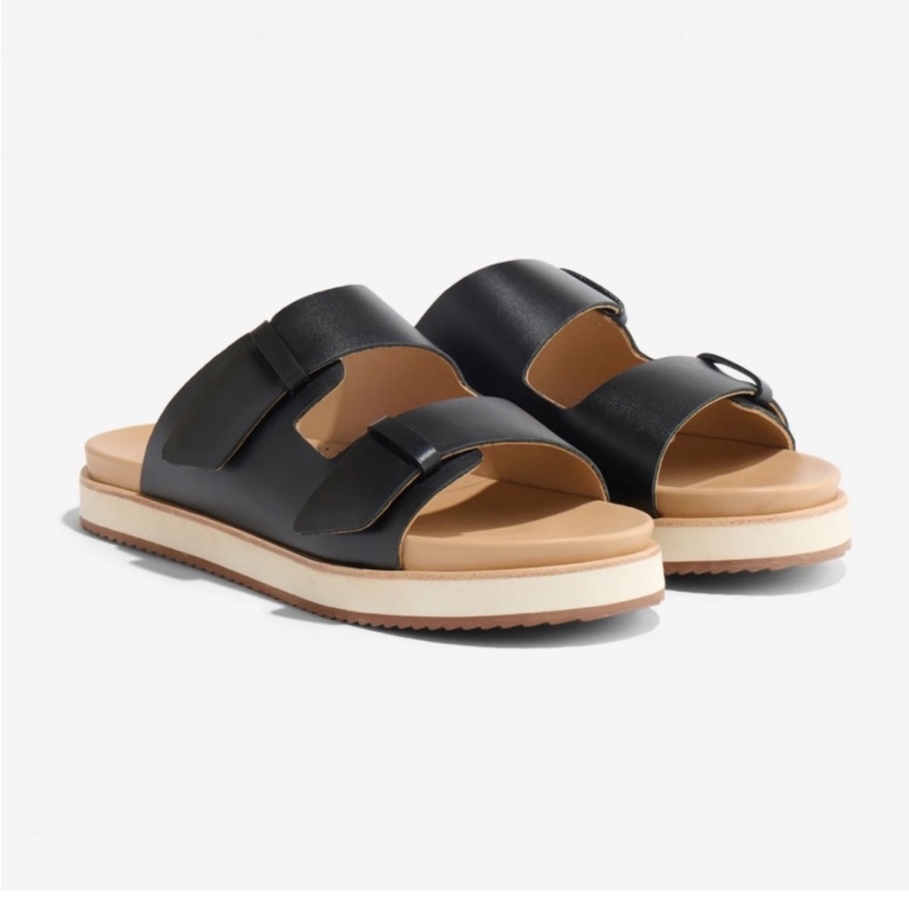 Nisolo Ella Flatform Slide Sandals Go To Black Size 9 Luxury Comfort Sustainable